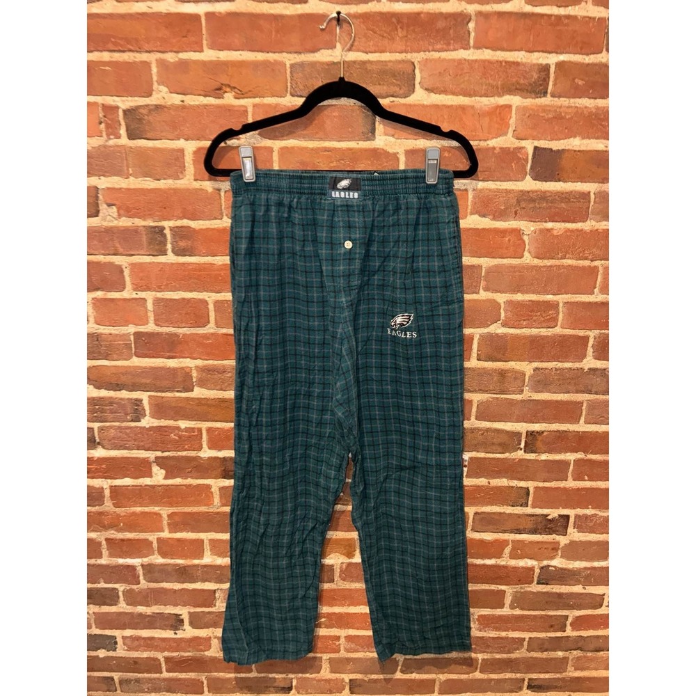 Eagles Men's Green Plaid Flannel Lounge Pants